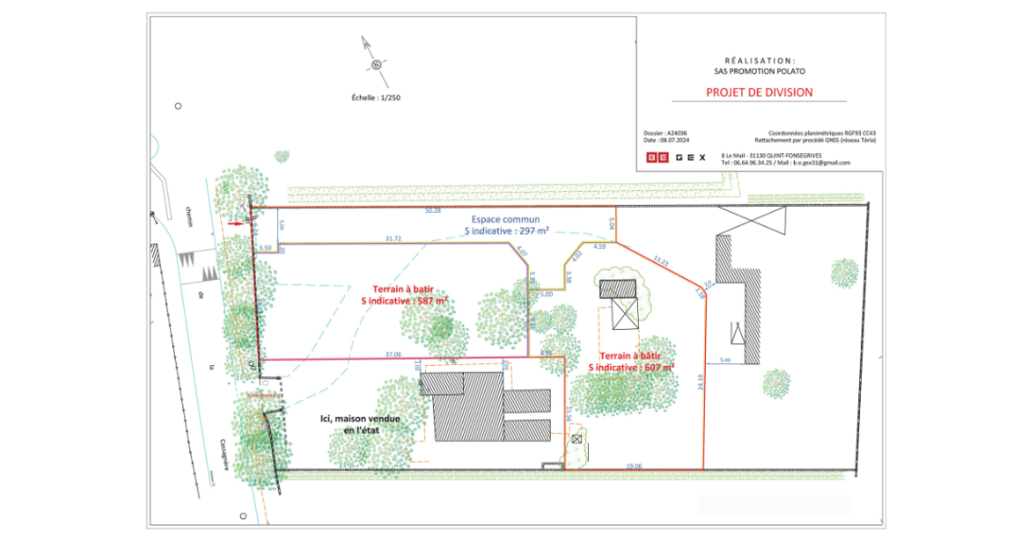 Plan de 2 terrains à bâtir pour des logements à Cugnaux
